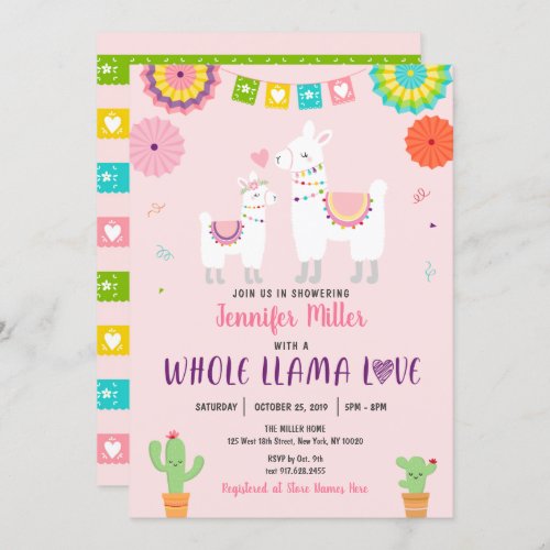 Llama Fiesta Baby Shower Invitation