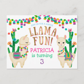 Llama , Fiesta Birthday invitation postcard