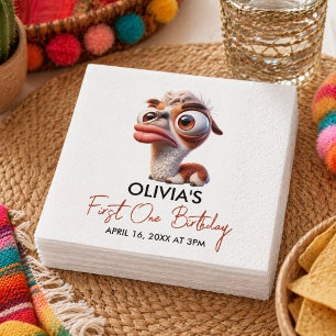 Llama Fiesta Funny Caricature 1st Birthday Napkins