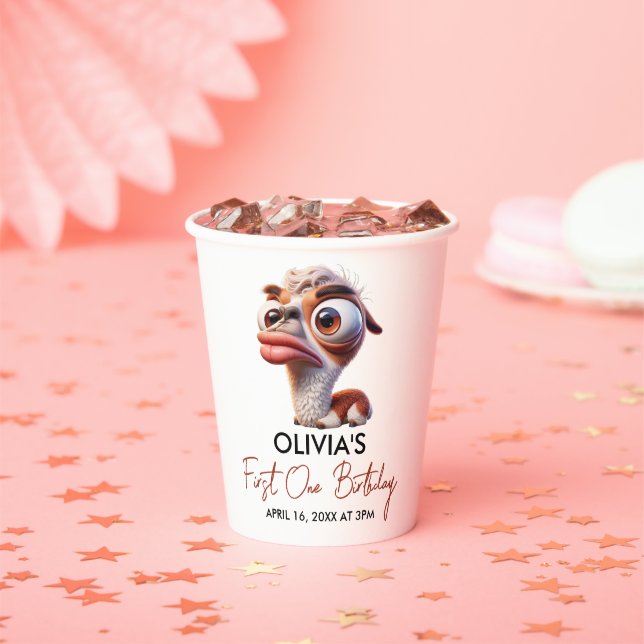 Llama Fiesta Funny Caricature 1st Birthday Paper Cups (Insitu)