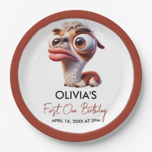 Llama Fiesta Funny Caricature 1st Birthday Paper Plates
