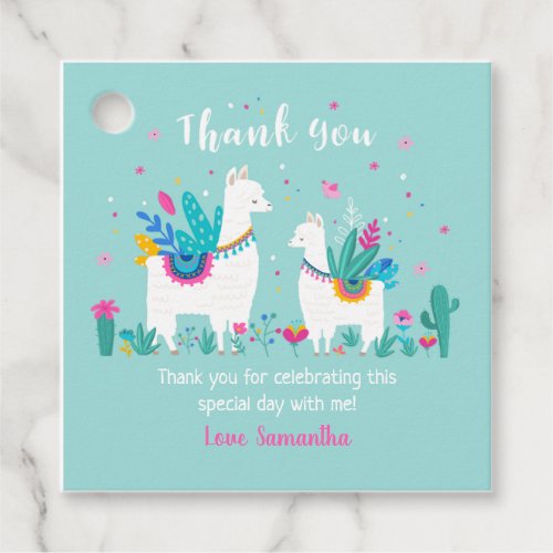 Llama Fiesta Square Favor Tag