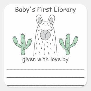Llama First Library Bookplate Sticker