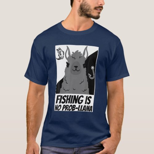 Llama Fishing Funny Fisherman Llama Lover T_Shirt