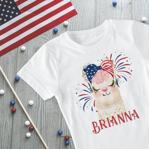 llama Flag Hair Tie and Fireworks Personalized  T_Shirt