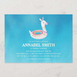 Llama Float Birthday Pool Party Invitation