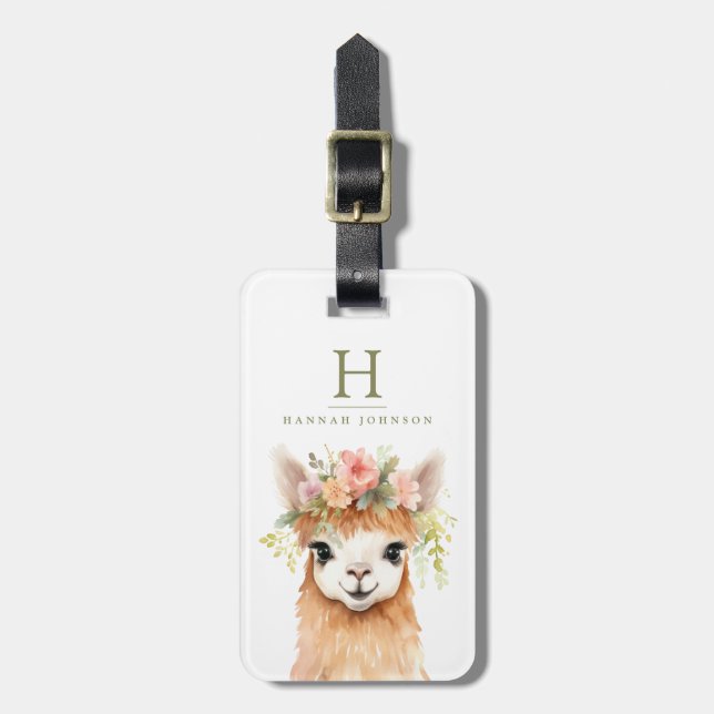Llama Flowers Luggage Tags (Front Vertical)