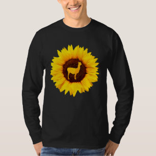 Llama For Women Men Alpaca Animal Sunflower Lover T-Shirt
