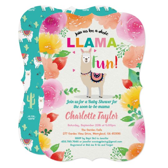 Llama fun baby shower invitation. Foloral alpaca Invitation | Zazzle.com