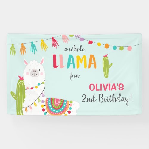 Llama fun birthday banner Fiesta Mexican Alpaca