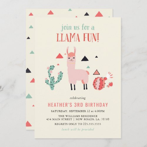 Llama Fun Birthday Party Invitation
