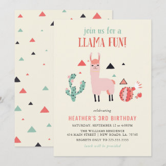 Llama Fun Birthday Party Invitation