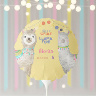LLama fun, colorful kids birthday in yellow Balloon