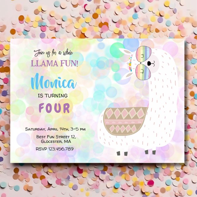 LLama fun, colorful kids birthday Invitation (Creator Uploaded)