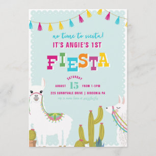Llama Fun Fiesta Alpaca Birthday Invitation