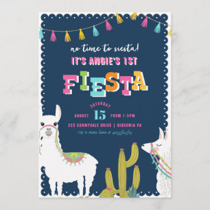 Llama Fun Fiesta Alpaca Birthday Invitation