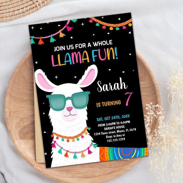 Llama Fun Llama Birthday Invitations (Llama Fun Llama Birthday Invitations)