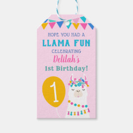 Llama Fun Pink Birthday Favor Gift Tags