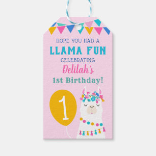 Llama Fun Pink Birthday Girl Fiesta Gift Tags