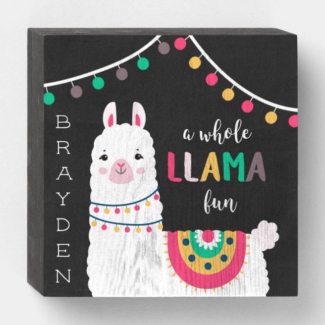 Llama fun wooden box sign (Front Horizontal)