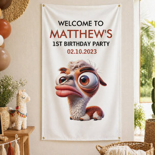 llama funny Caricatures Mexican 1st Birthday  Banner