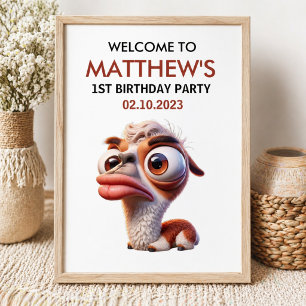 llama funny Caricatures Mexican 1st Birthday  Poster