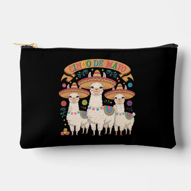 Llama Funny Cinco De Mayo Fiesta Party Accessory Pouch (Front)