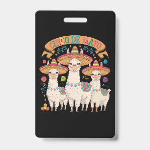 Llama Funny Cinco De Mayo Fiesta Party Badge