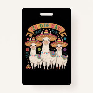 Llama Funny Cinco De Mayo Fiesta Party Badge
