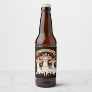 Llama Funny Cinco De Mayo Fiesta Party Beer Bottle Label