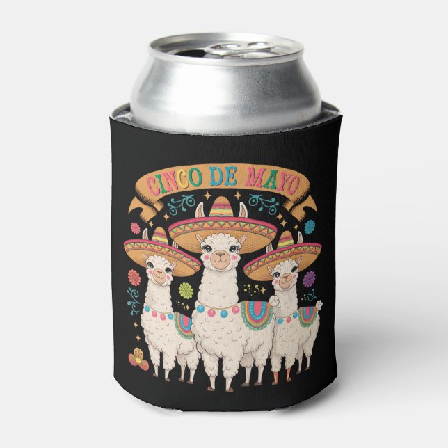 Llama Funny Cinco De Mayo Fiesta Party Can Cooler (Can Front)