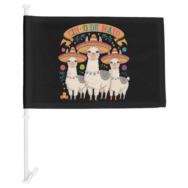 Llama Funny Cinco De Mayo Fiesta Party Car Flag (Front)