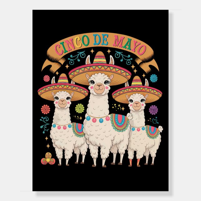 Llama Funny Cinco De Mayo Fiesta Party Foam Board (Front)