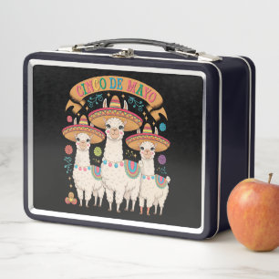 Llama Funny Cinco De Mayo Fiesta Party Metal Lunch Box