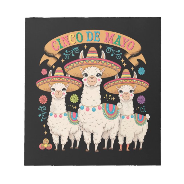 Llama Funny Cinco De Mayo Fiesta Party Notepad (Front)