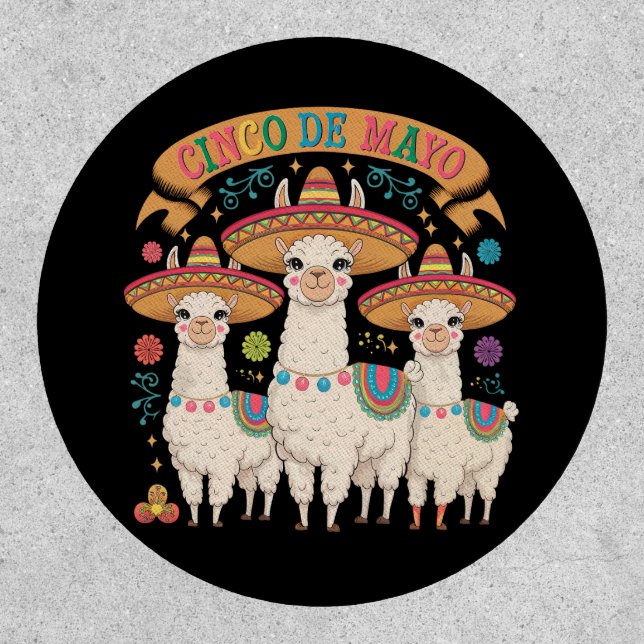 Llama Funny Cinco De Mayo Fiesta Party Patch (Front)