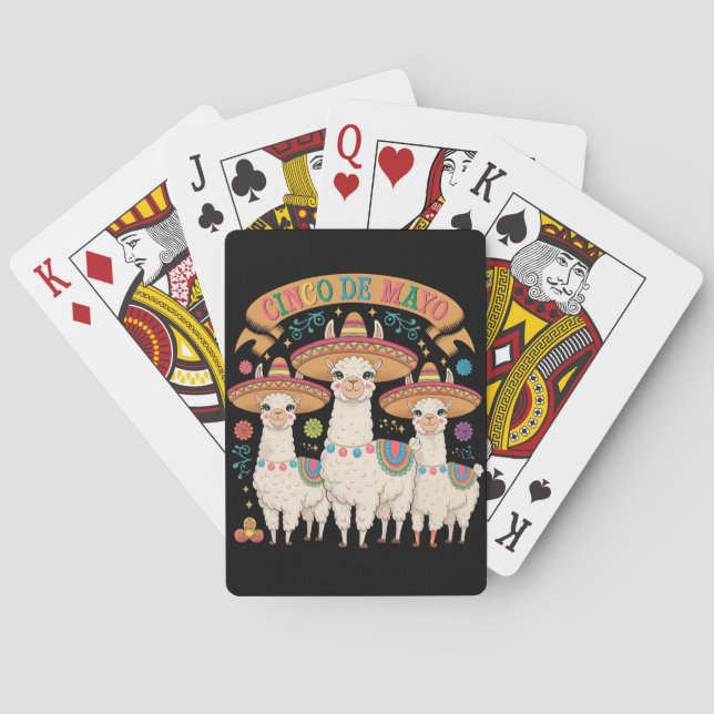 Llama Funny Cinco De Mayo Fiesta Party Poker Cards (Back)