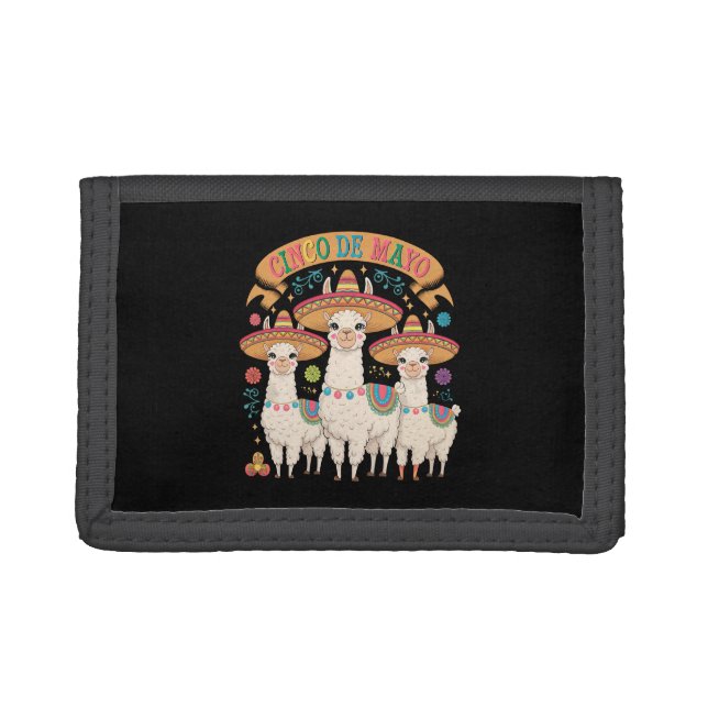 Llama Funny Cinco De Mayo Fiesta Party Trifold Wallet (Front)
