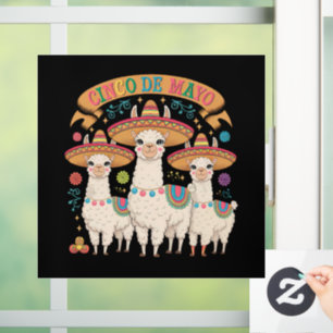 Llama Funny Cinco De Mayo Fiesta Party Window Cling