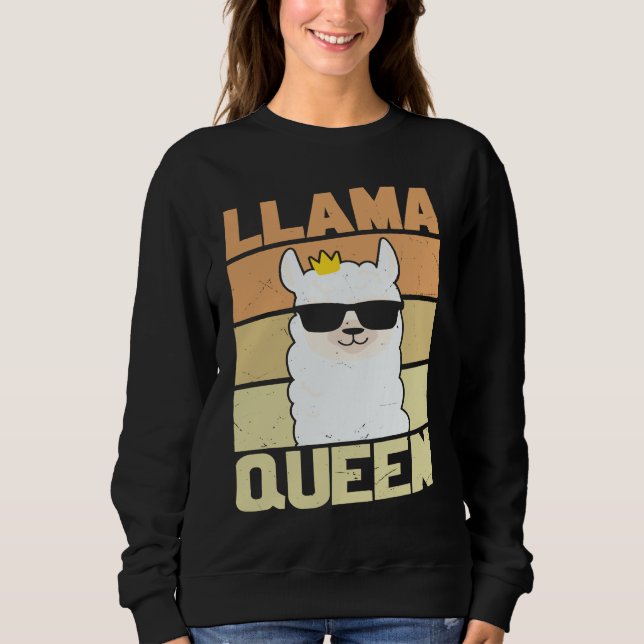 Llama  Funny Cute Retro Style Alpaca Graphic Plus  Sweatshirt (Front)