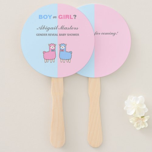 Llama Gender Reveal Baby Shower Hand Fan