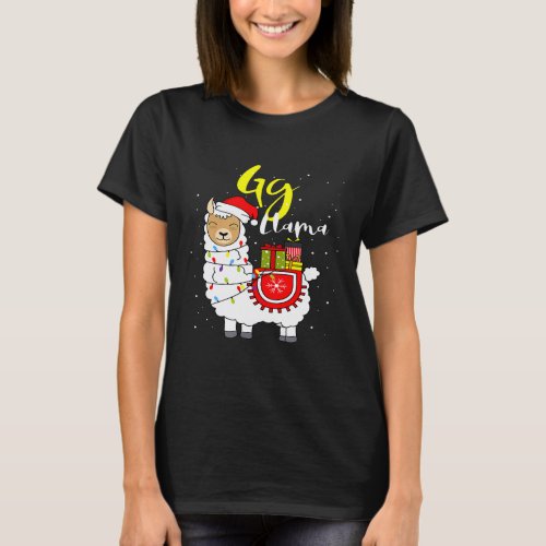 Llama Gg Lights Santa Hat Xmas Pajama Matching Fam T-Shirt