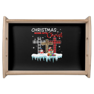 Llama Gift | Christmas Begins With Christ Serving Tray