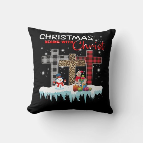 Llama Gift  Christmas Begins With Christ Throw Pillow