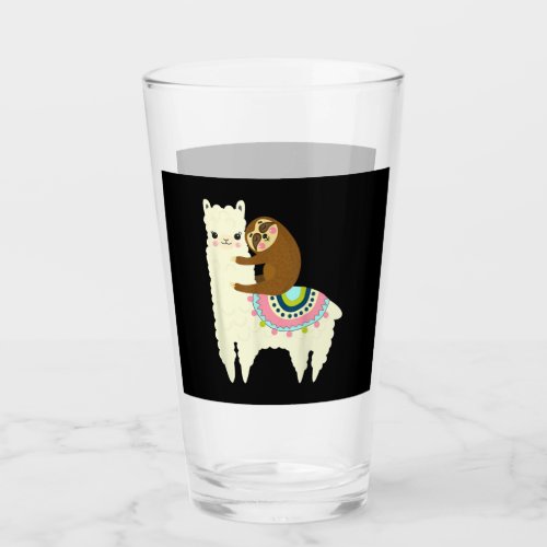 Llama Gift  Cute Llama  Sloth Best Friends Glass