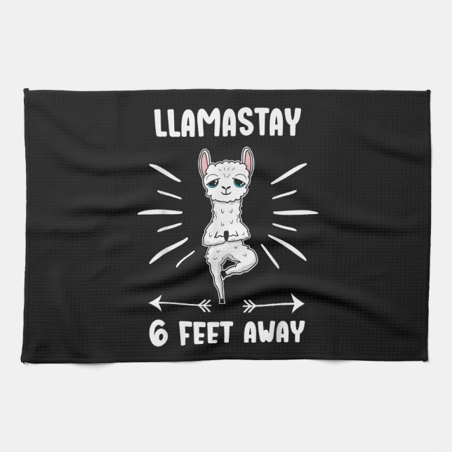 Llama Gift | Funny Llama Stay 6 Feet Away Tee Kitchen Towel (Horizontal)