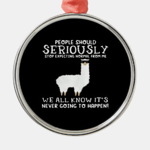 Llama Gift   People should seriously Metal Ornament