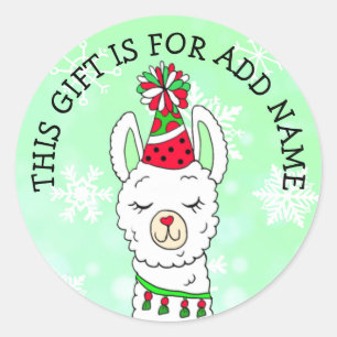 LLama Gift Tag, This Gift is For Christmas Classic Round Sticker