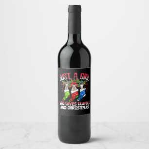 Llama Gift Who Loves Llamas And Christmas Wine Label