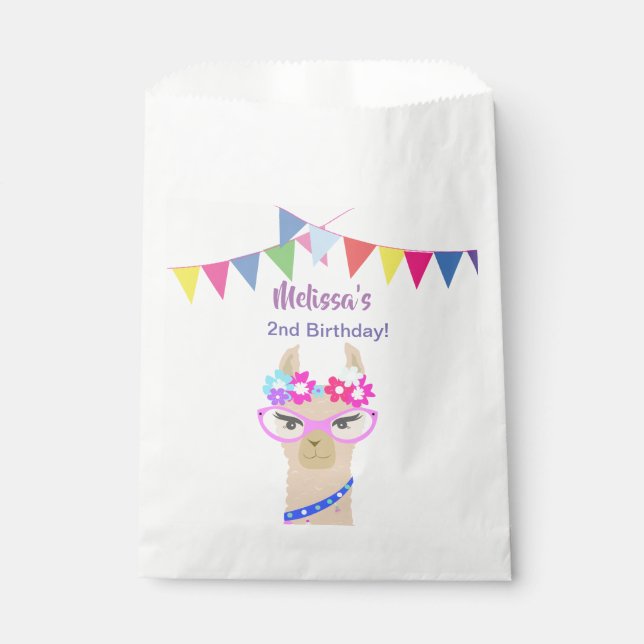 llama girl birthday favor bags (Front)
